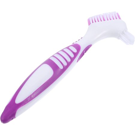 Denture Cleaning Brush Double Sided Denture Toothbrush Deep Clean Brush Small Cleaning Brush Detail Cleaning Scrub Brush False Teeth Cleaning Tool Purple