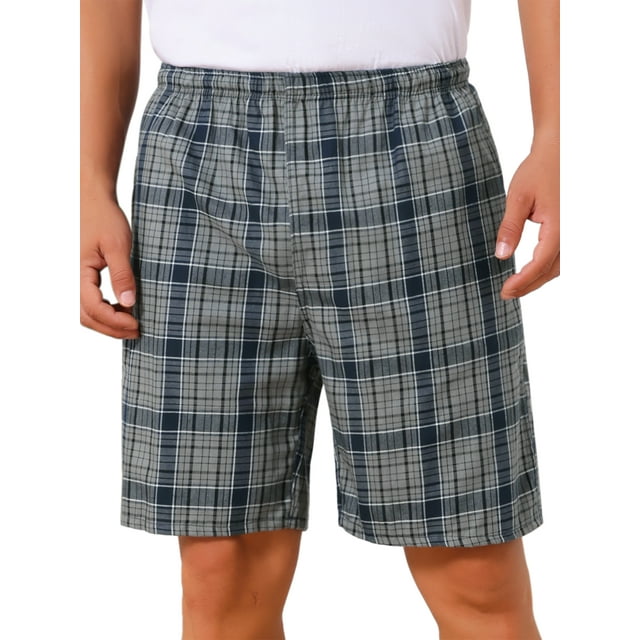 Pantalones cortos de pijama de cuadros casuales de verano para hombres con cintura elástica Inspire Chic 32 Gris