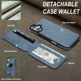 thumbnail image 6 of Compatible with Magsafe 2 in 1 Detachable for iPhone 16 Wallet Case with Card Holder Women Men, Magnetic PU Leather RFID Blocking Flip Kickstand Credit Slots,for iPhone 16, Blue, 6 of 11