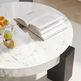 thumbnail image 3 of LovingAHome 36" Modern Round Coffee Table with Faux Marble Texture for Living Room, Black White, 3 of 6