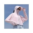 thumbnail image 3 of New Womens UPF 50+ Sunscreen Lightweight Women Sun Protection Clothing Running SPF Shirts Summer Breathable T Shirts Hooded Crop Lightweight Quick Dry Hoodie Shirts Workout Jacket Outdoor Pink, 3 of 4