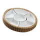thumbnail image 3 of Bandeja para servir dividida Plato para servir refrigerios Platos para papas fritas y salsas 6 Porcelana Color de la madera, 3 of 9