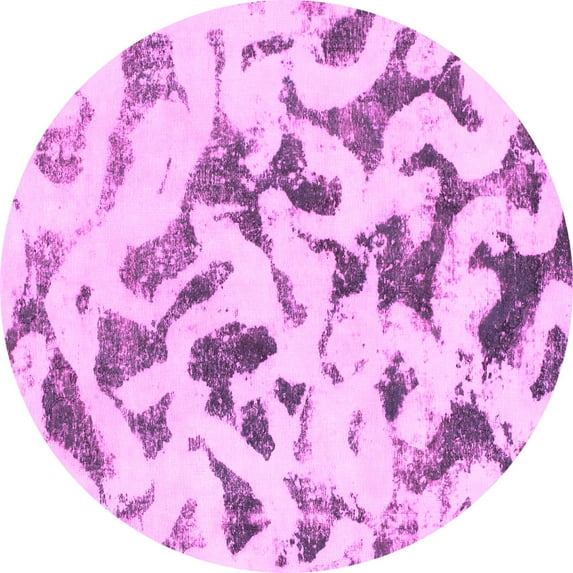 Ahgly Company Indoor Round Abstract Pink Modern Area Rugs, 3' Round