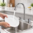 thumbnail image 3 of RV Kitchen Faucet 8 Inch Hole Spread Metallic Camper Sink Faucet, 360° Rotatable High Arc Gooseneck Leak-Proof for Motorhome Travel Trailer Mobile Home(Fit for 8 inch 2 or 3 Hole Sink), Chrome, 3 of 10