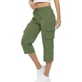 thumbnail image 2 of Fgnfyis Pantalon Cargo Capri pour Femmes Randonnée Été Décontracté Taille Haute avec Poches Vert P, 2 of 6