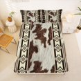thumbnail image 5 of jejeloiu Vintage Cowhide Bed Sheets,Geometric Pattern Full Size Sheets For Boys,Brown Black,4 Pieces,1 Flat Sheet, 1 Fitted Sheet and 2 Pillowcases, 5 of 6