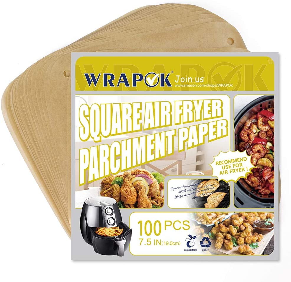 Air Fryer Perforated Parchment Paper Sheets Unbleached Liners 7.5 inch 100 Sheet 