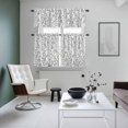 thumbnail image 4 of Grey White Botanical Kitchen Curtains Sets for Windows 36 Inch Length, Pastoral Spring Floral Summer Art Rod Pocket Window Treatments Tier Curtains and Valances Set for Bedroom/Bathroom, 4 of 8