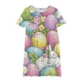 thumbnail image 2 of AUNVITO 2025 Easter Children Clothing Girls Middle-aged Children Short Sleeved Round Neck Dresses Children's Practice Clothes Dance Dresses, 2 of 5