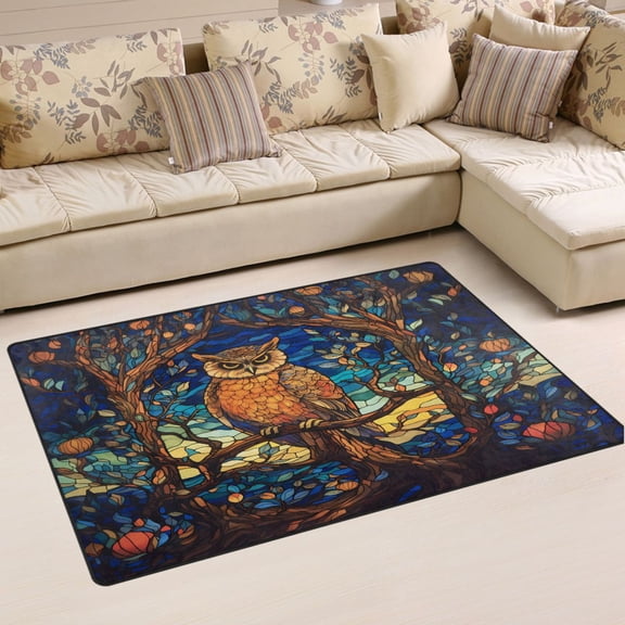 Ryvnso Owl on Branch Area Floor Mat Non-Slip Carpet Soft Rugs Doormats 31" x 20"