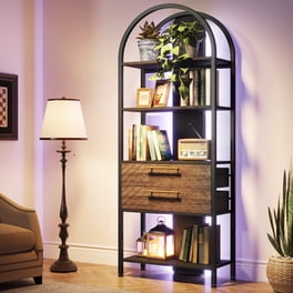 IBF Low Rustic 3 Tier Bookshelf - Industrial Wood & Metal Bookcase, 63 Inch Wide, Farmhouse Style