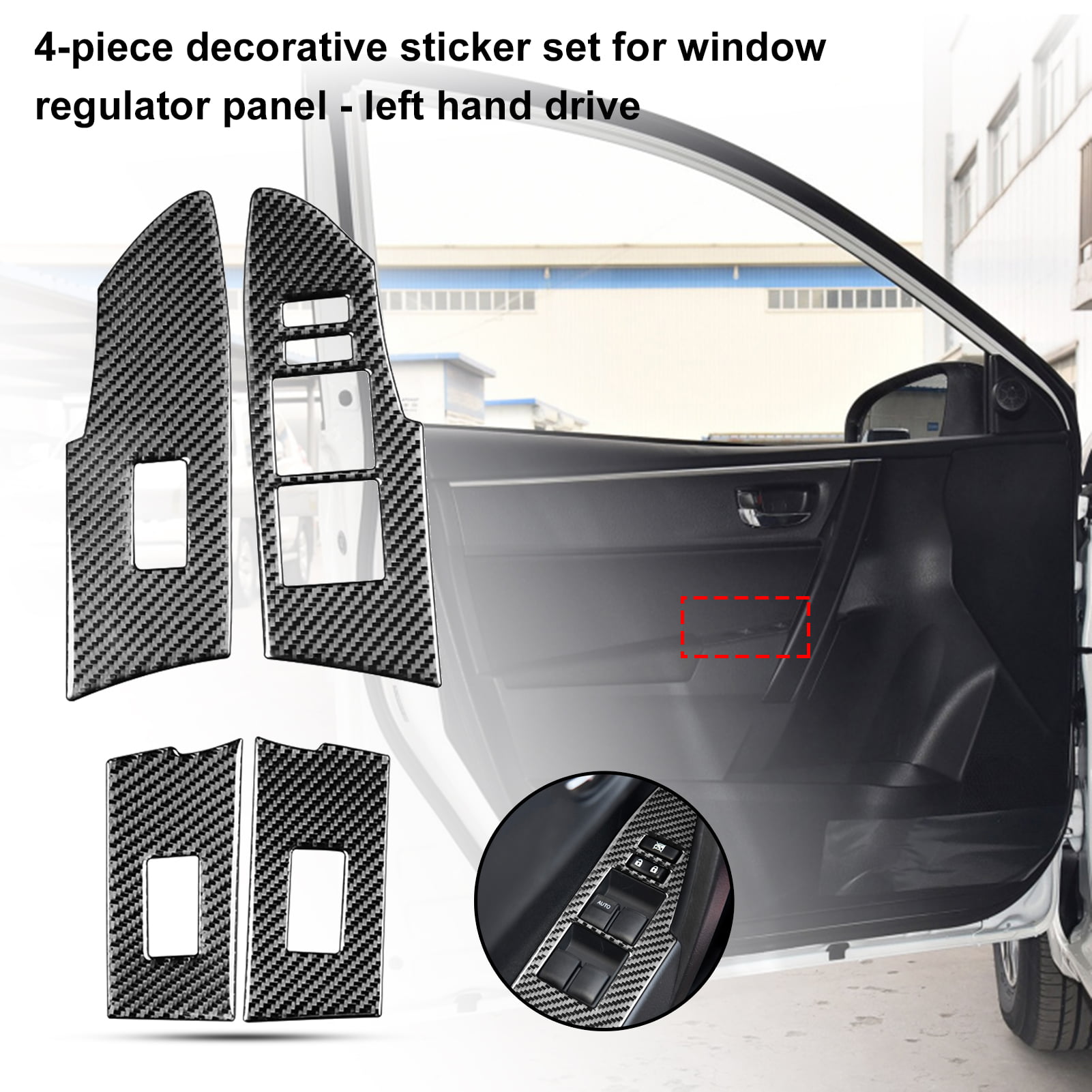 For Toyota Corolla 2014-2018 Carbon Fiber Window Lift Panel Switch Cover Trim 4X