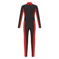 thumbnail image 3 of DPOIS Kids Girls Gymnastics Unitard Long Sleeve Jumpsuit Metallic Full Body Bodysuit Red 10, 3 of 7