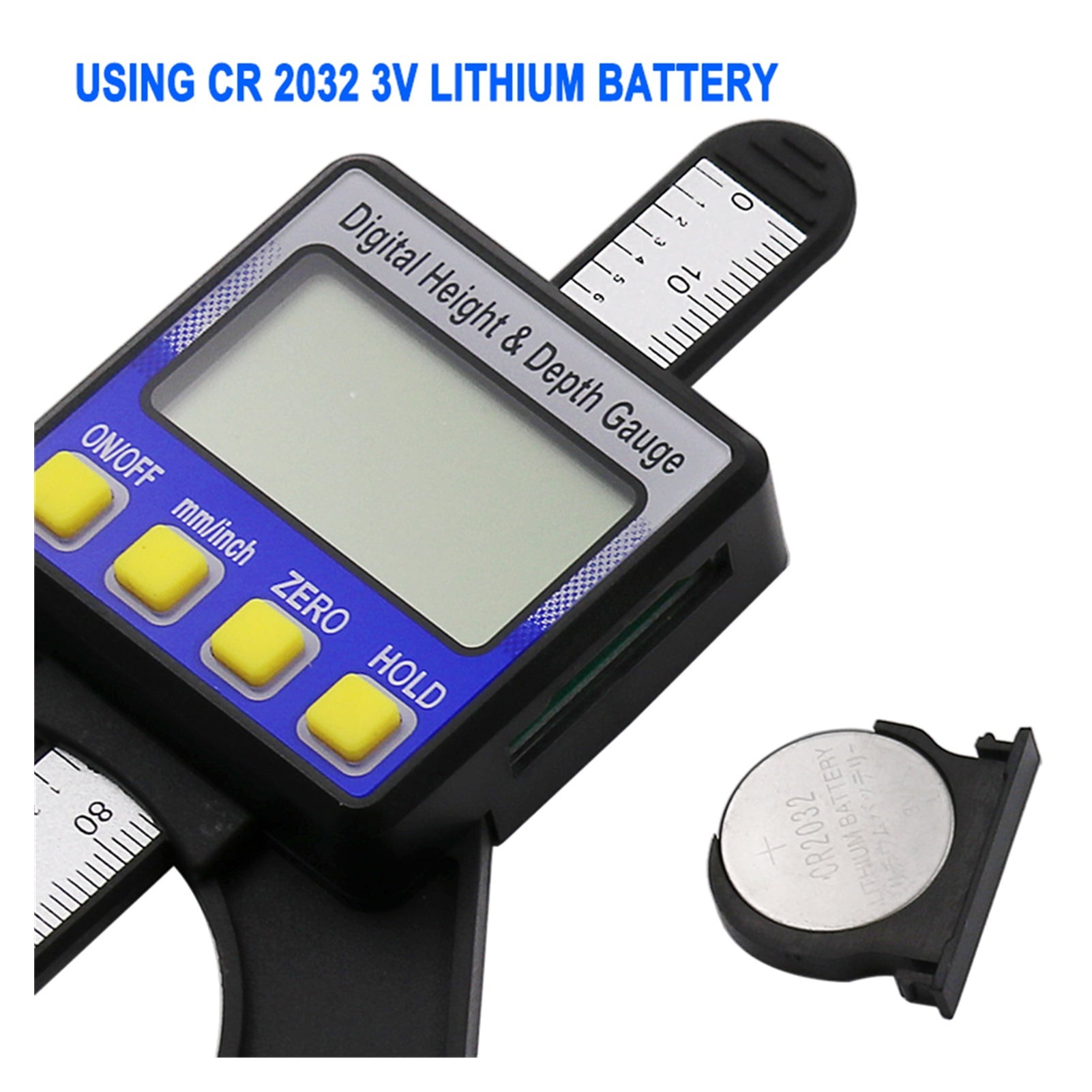 Digital Depth Caliper Height Gauge Digital Tread Depth Gauge LCD Magnetic Self Standing Aperture 0-80mm