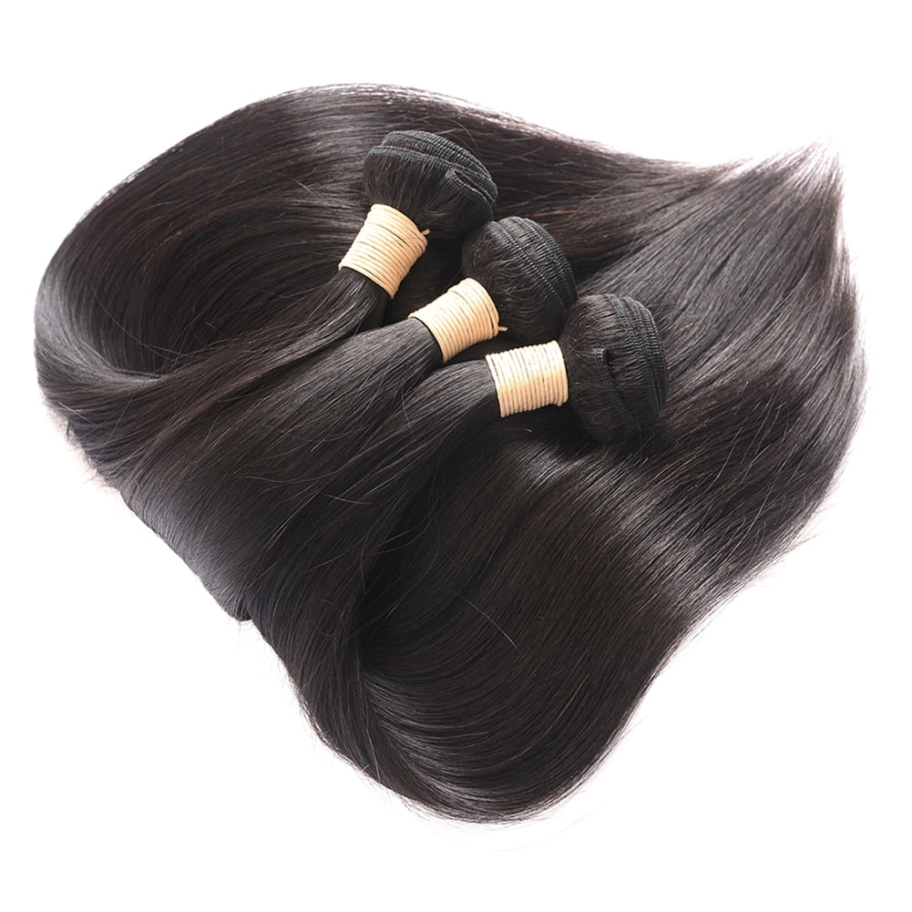 VONAR Straight Bundles Human Hair with Closure (18 20 22+16inch) Brazilian Straight Human Hair 3 Bundles with Lace Closure 4x4 Free Part Natural Color