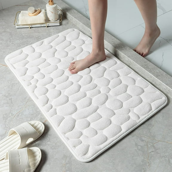 Kogiio Memory Foam Bath Mat Cobblestone Bathroom Rugs Super Water Absorbent Bath Mats for Bathroom Machine Washable Bath Rugs