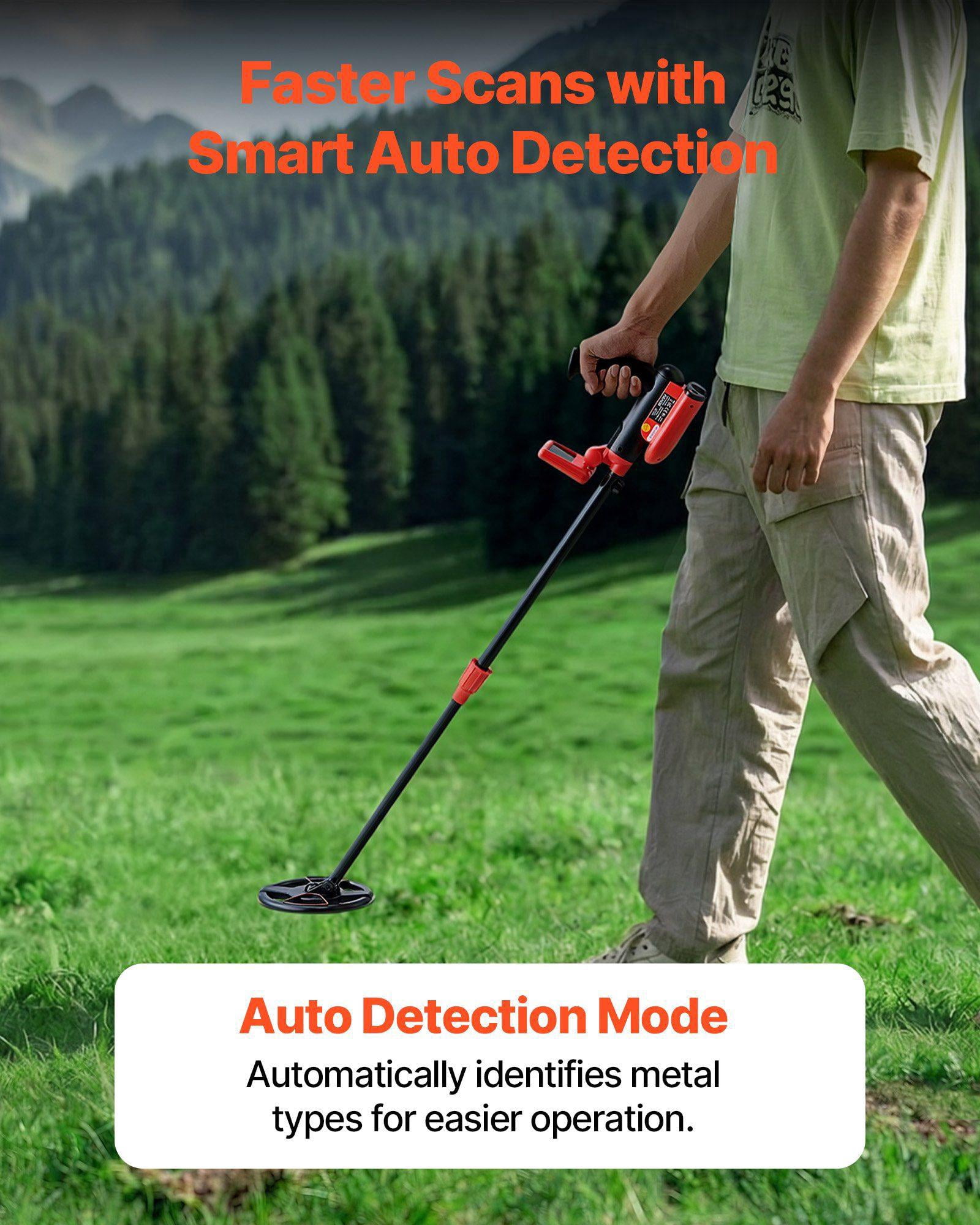 6 Inch Lightweight Metal Detector with LCD Display IP68 Waterproof Search Coil Adjustable 22.8 to 33.8 Inch High Accuracy Gold Detector for Treasure Hunting