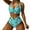 Blue, variant on Utoimkio Women's Bikini Sets Two Piece Swimsuit High Waisted V Neck Hawaiian Tropical Print Halter Bathing Suit for Women