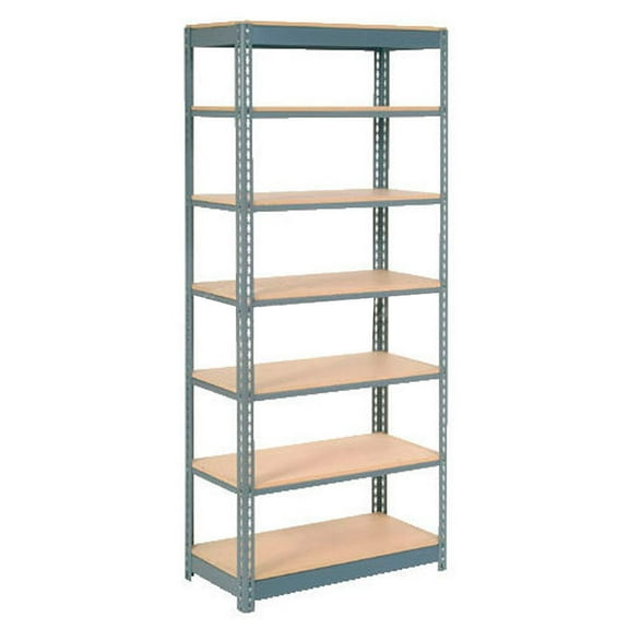 Global Industrial B2297525 Heavy Duty Shelving with 7 Shelves & Wood Deck - Gray - 36 x 12 x 96 in.