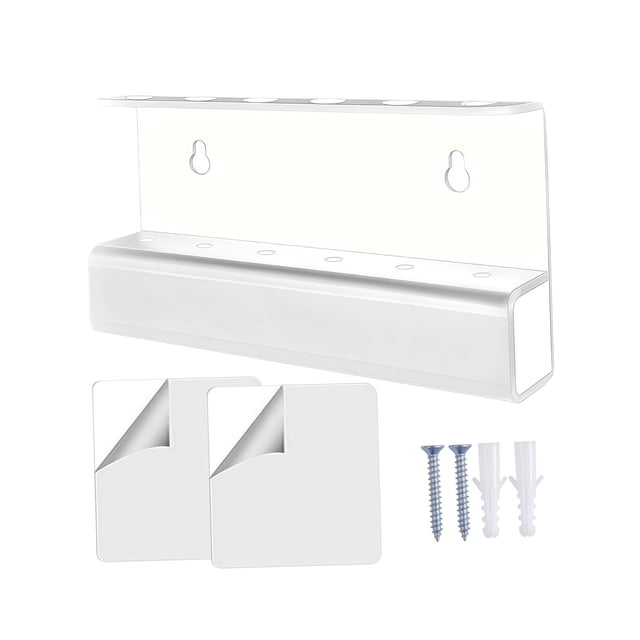 Soporte de exhibición, estante de almacenamiento interior, tablero de diseño ligero con 6 orificios, acrílico, para taller, hogar o sala de estar. Blanco