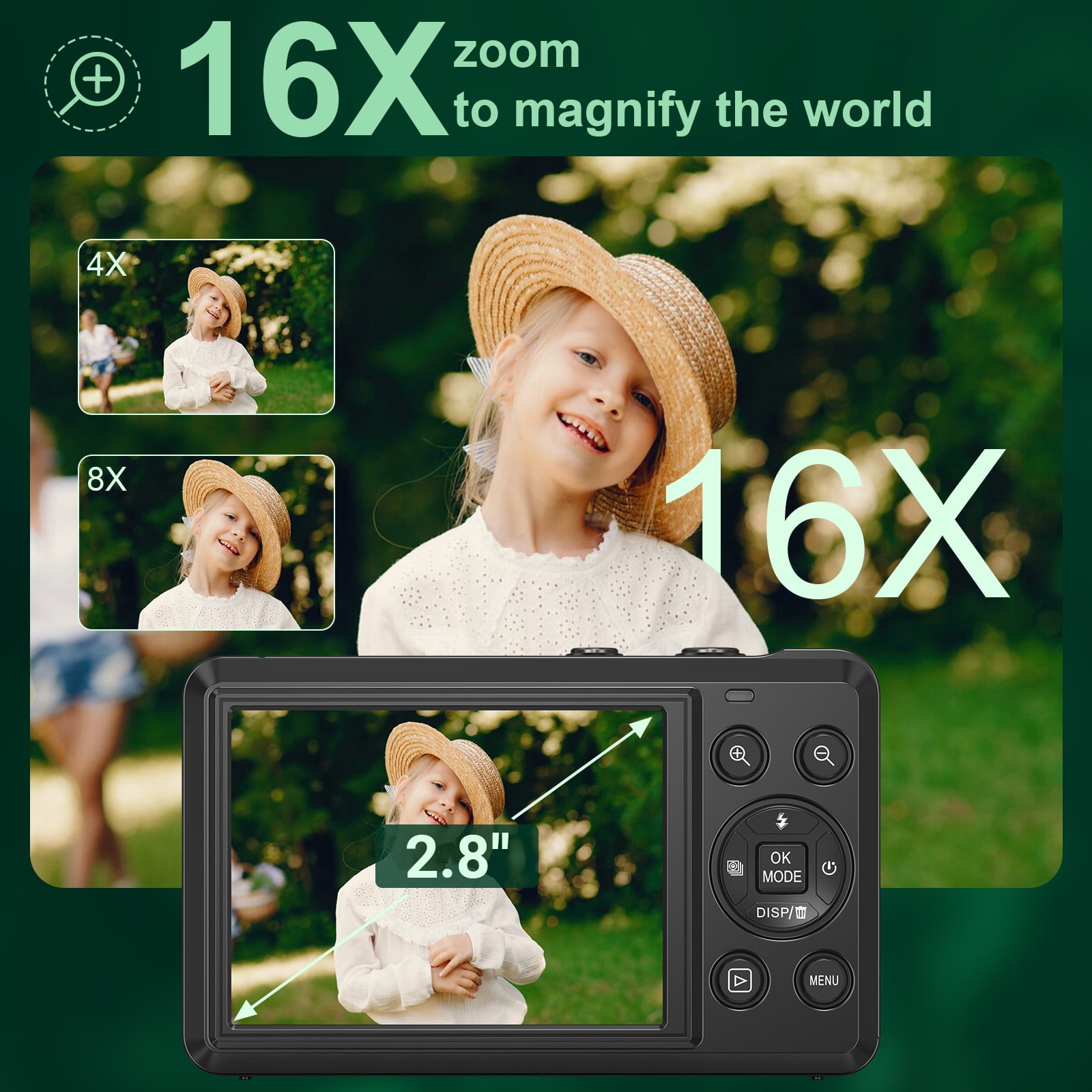 MARVUE Digital Camera 4K UHD 64MP 16X Digital Zoom Autofocus Compact Camera with 32GB SD Card