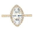 thumbnail image 5 of 2.38 ct Marquise Cut Real Genuine Natural Diamond SI1-SI2 I-J 14K Yellow Gold Halo Promise Wedding Statement Engagement Designer Ring W/ Crystal side stones size 9, 5 of 7