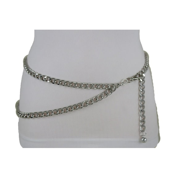 Hot Women Belt Silver Metal Chain Links Hip Waist New Elegant Dressy Fashion Accessories