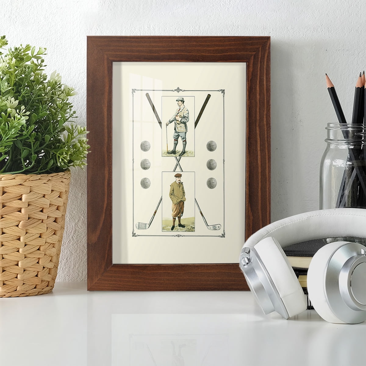 Golfers: John Henry & R. Maxwell -Framed Print w/glass-Chestnut