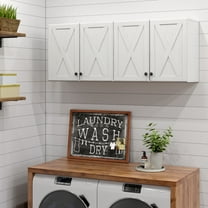 POLIHOME Farmhouse Kitchen Wall Amount Storage Cabinets with Doors and Shelves, One Set of 2 Pieces, White