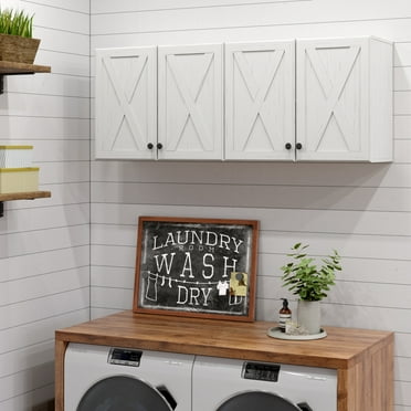 POLIHOME Farmhouse Kitchen Wall Amount Storage Cabinets with Doors and Shelves, One Set of 2 Pieces, White