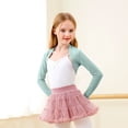 thumbnail image 2 of Y-Sunset Girls Ballet Long Sleeve Shrug, Lightweight Dance Cardigan, Breathable Cropped Wrap Top for Practice, Class & Layering(Green/6-7 Years), 2 of 5