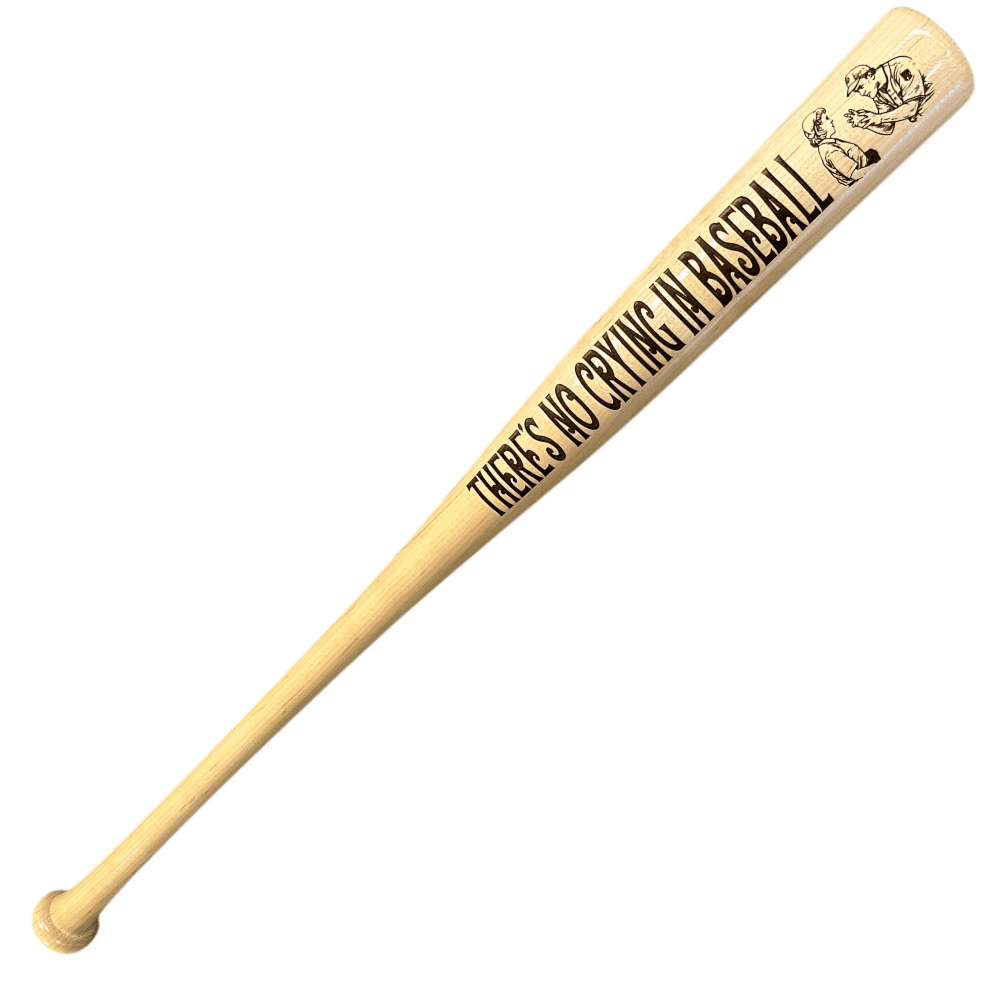 There's No Crying in Baseball Engraved Wooden Baseball Bat with Wall Mount