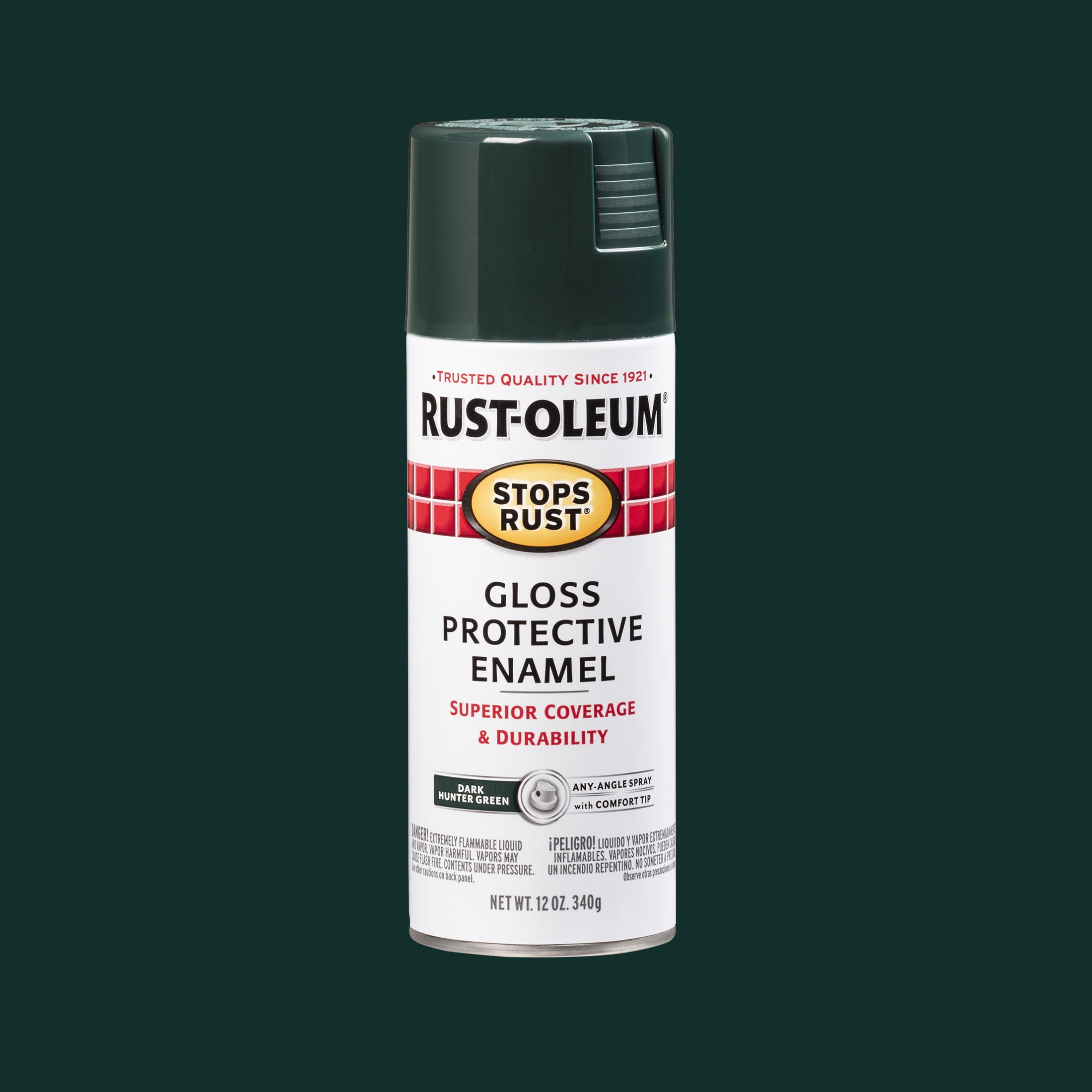 (6 pack) Dark Hunter Green, Rust-Oleum Stops Rust Protective Enamel Gloss Spray Paint-7733830, 12 oz