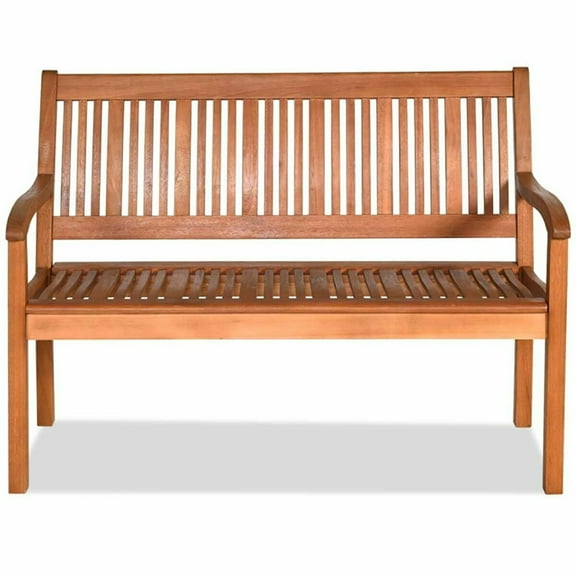 Yardi Yard Two Person Solid Wood Garden Bench with Curved Backrest and Wide Armrest, Patio Park Garden Bench Outdoor Wood Benches with backrest and armrests,for Lawn,Porch,Backyard,Balcony