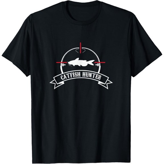 Catfish Hunter Fishing T-Shirt men and women can wear, black, white, gifts