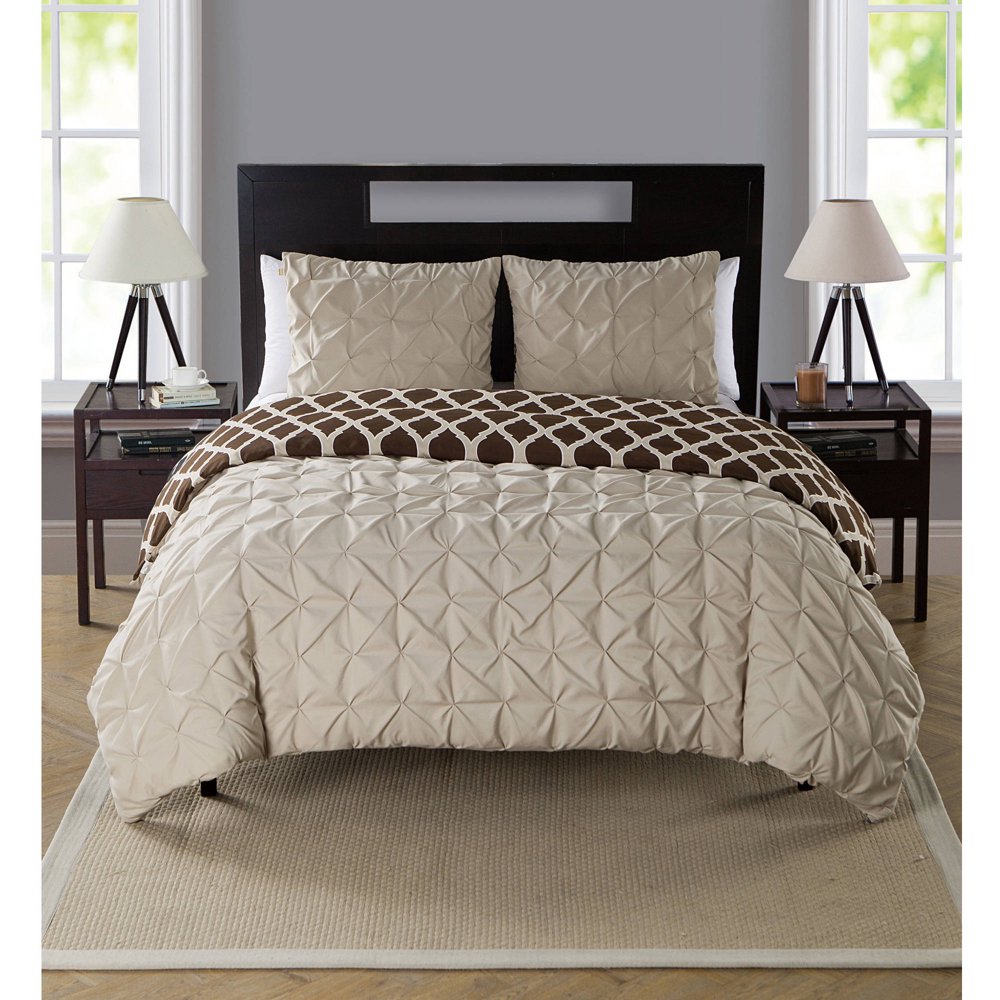 VCNY Home Scottsdale Pinch Pleat Reversible 3Piece Bedding Duvet Cover