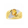 thumbnail image 1 of RYLOS Bagues pour Femmes Bague en Argent Plaquée Or 14K Pierre Précieuse Ovale 8X6MM et Diamants Design Classique Novembre Citrine Bijoux pour Femmes Taille 5, 1 of 7