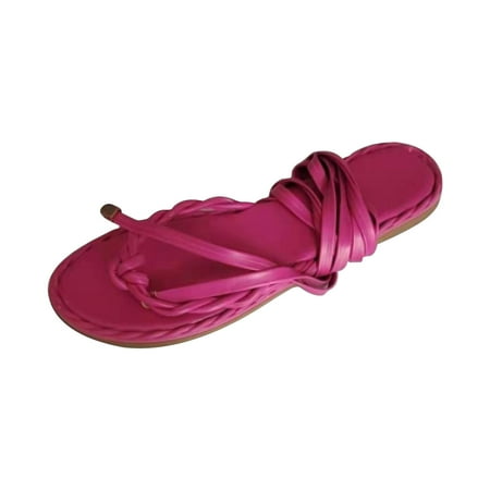 

OAVQHLG3B Sandals for Women Clearance Under $10 Summer New Large Size Women s Shoes Flip Flops Flat-bottom Strap Casual
