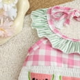 thumbnail image 5 of CUZIBR Girls Baby Romper Clothes Sets One Piece Ruffles Crewneck Sleeveless Plaid Cartoon Watermelon Embroidery Bodysuits Cut Jumpsuit Summer Breathable Soft Cozy Daily Wear,Pink,18-24 Months, 5 of 6