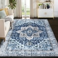 thumbnail image 3 of Yesfashion Carpets Area Rugs Washable 9'*12' Area Rug Vintage Persian Medallion Area Rug Boho Distressed Rug Non-Slip Low Pile Capet Rugs Bedroom,Blue blue 9*12ft, 3 of 7