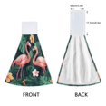 thumbnail image 3 of Yayeee Kitchen Hanging Hand Towels Set of 2 with Loop Bathroom Absorbent Tie Towel, Flamingo Leaves Pattern, 3 of 7