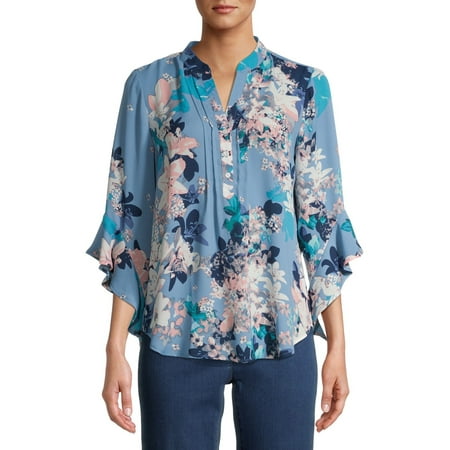 The Pioneer Woman Pleated Ruffle Sleeve Blouse