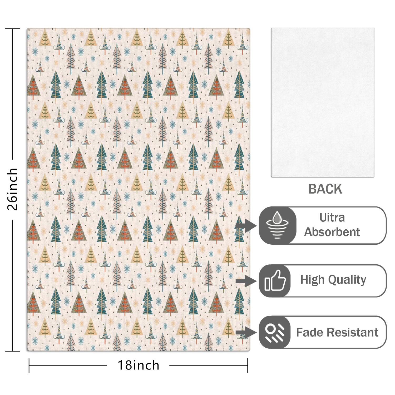 6 Pcs Funny Kitchen Towels,Beige Christmas Tree Pattern Microfiber Dish Towels,Kitchen Tea Towels,Kitchen Towel Set (18" X 26")