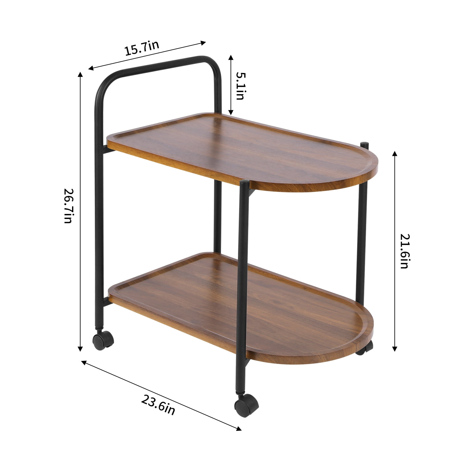 2-Tier Side Table with Wheels, Wood End Table for Small Spaces, Living Room, Bedroom, Kitchen, Rustic Brown
