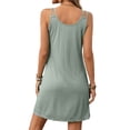 thumbnail image 2 of Vestido sin mangas de primavera/verano para mujer: cuello redondo, color liso, corte holgado, informal/relajado, mezcla de poliéster, 2 of 8
