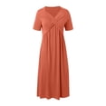 thumbnail image 4 of Ruyang Women Short Sleeve Maxi Dress Wrap V Neck Casual Long Dresses Spring Summer Flowy Beach Sun Dress With Pockets V Neck Wrap Dress for Women, 4 of 5