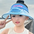 thumbnail image 5 of JTSRKL Kids Sun Visor Hat with Built-in USB Charging Fan Boys Girls UPF 50+ Sun Protection Hat Cute Cartoon Pattern Adjustable Wide Brim Visors Fan Caps for 3-16Y L-Sky Blue, 5 of 5