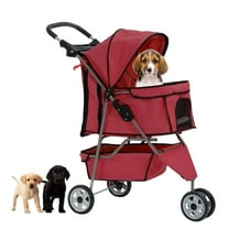 CZMDZH Dog Stroller,3 Wheels Travel Folding Pet Stroller for Small Medium Dog Cat Jogger Stroller with Storage Basket Removable Liner