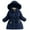 Dark Blue, variant on Zwiiyzr Kids Girls Parka Winter Coats with Faux Fur Hooded Fleece Lined Padded Coat Warm Fleece Jacket for Baby Girls Toddler 5-10 Years Black