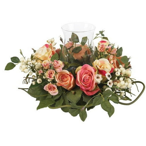 Nearly Natural Rose Candleabrum Silk Flower Arrangement, Assorted Pastel